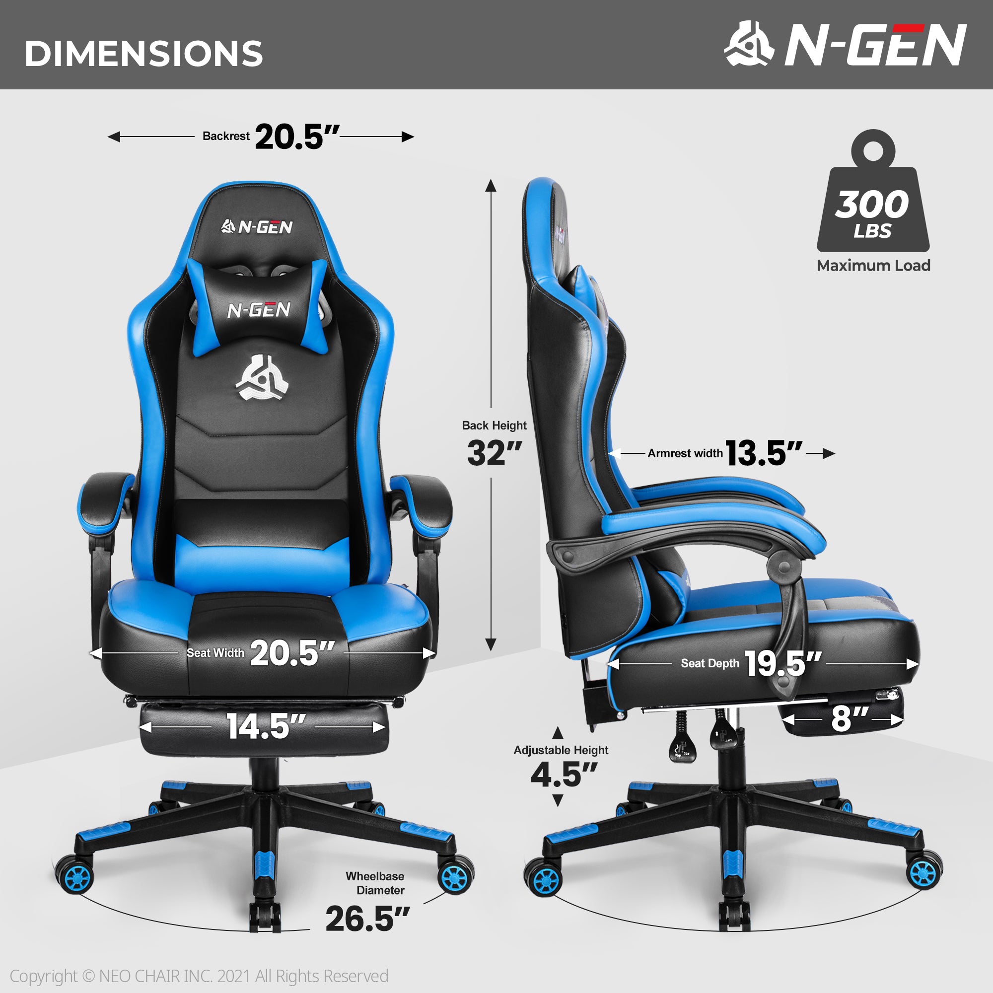 N-GEN Citus Blue (N1-CTS-BL) Neo Chair Gaming Chair 159.98 Neo Chair