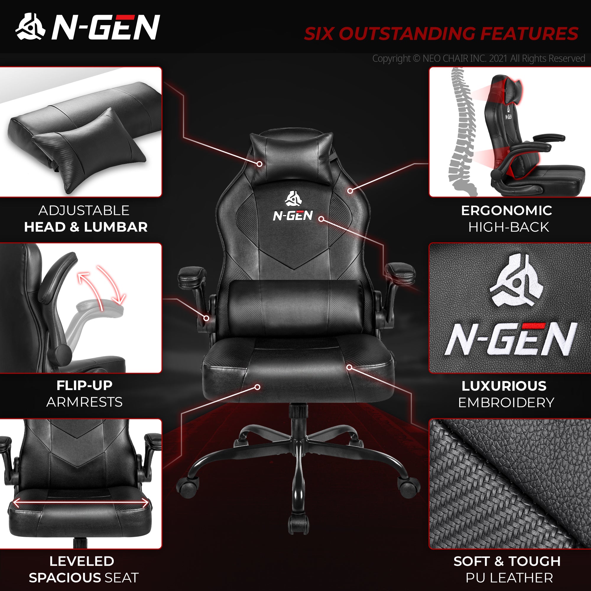 N-GEN Levis Black (N1-LVS-BK) Neo Chair Gaming Chair 119.98 Neo Chair