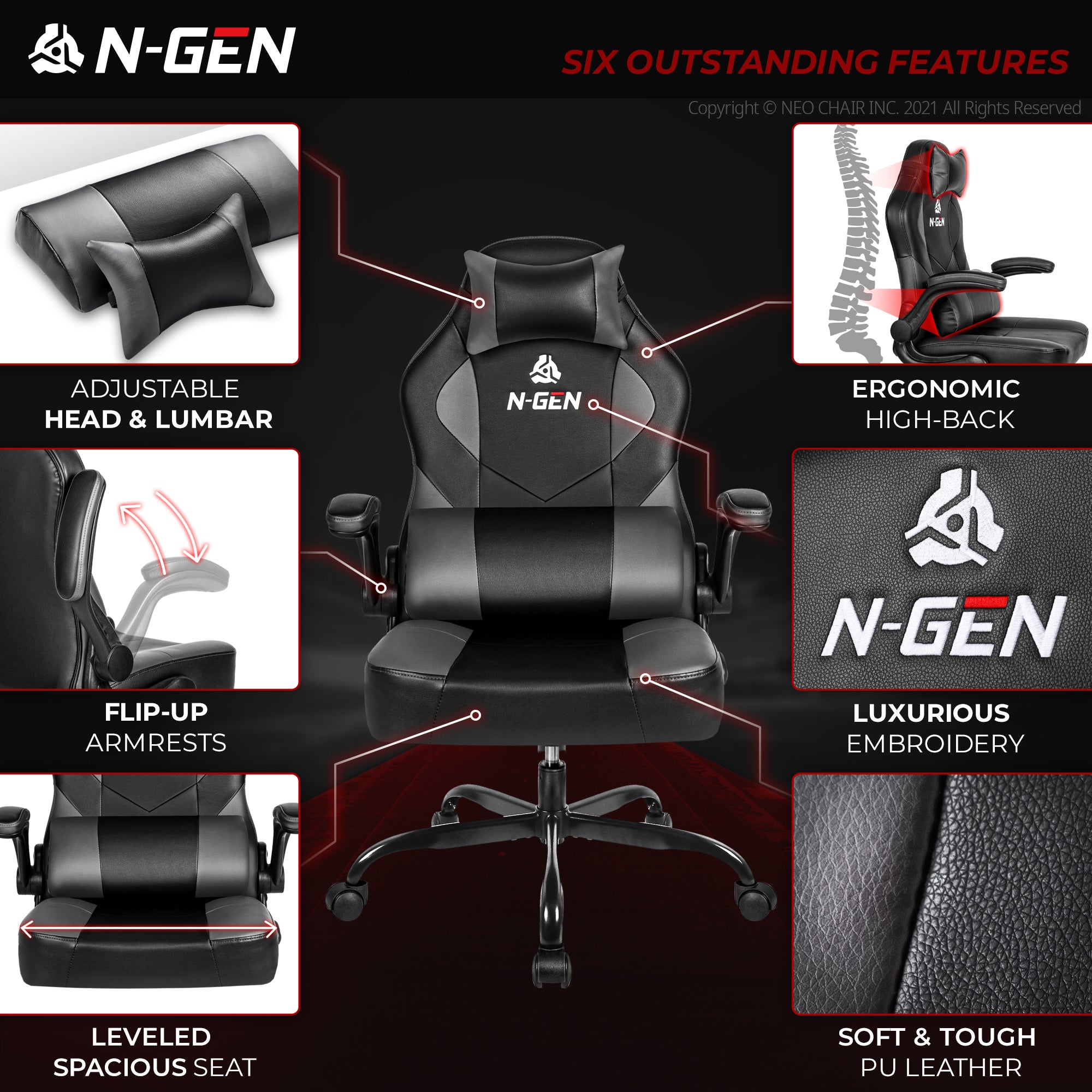 N-GEN Levis Gray (N1-LVS-GY) Neo Chair Gaming Chair 129.98 Neo Chair