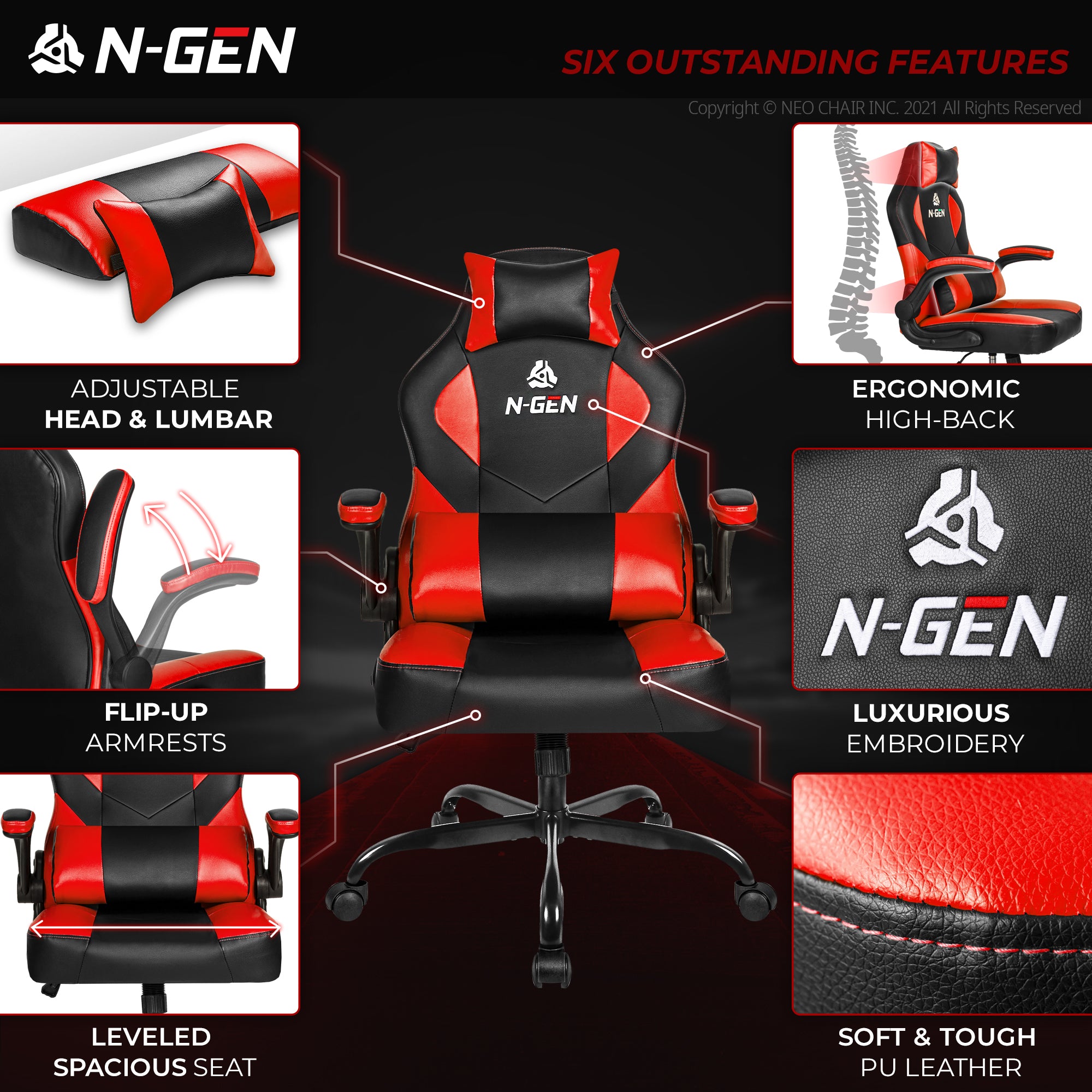 N-GEN Levis Red (N1-LVS-RD) Neo Chair Gaming Chair 129.98 Neo Chair