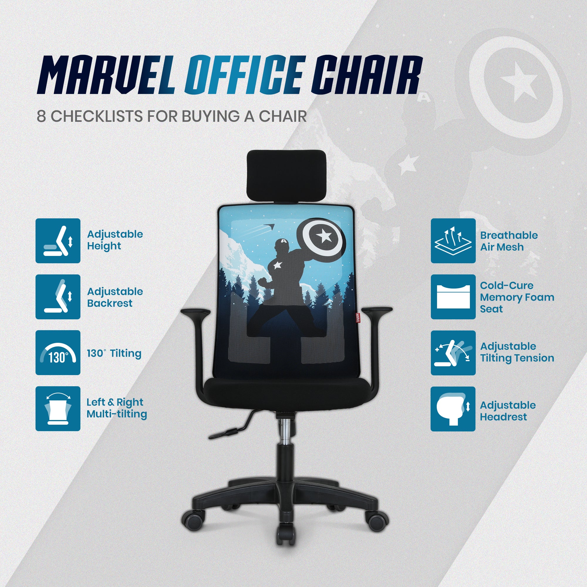 MK10 Captain America Edition [Headrest Ver.] (MV-M10H-CA) Neo Chair Office Chair 99.98 Neo Chair