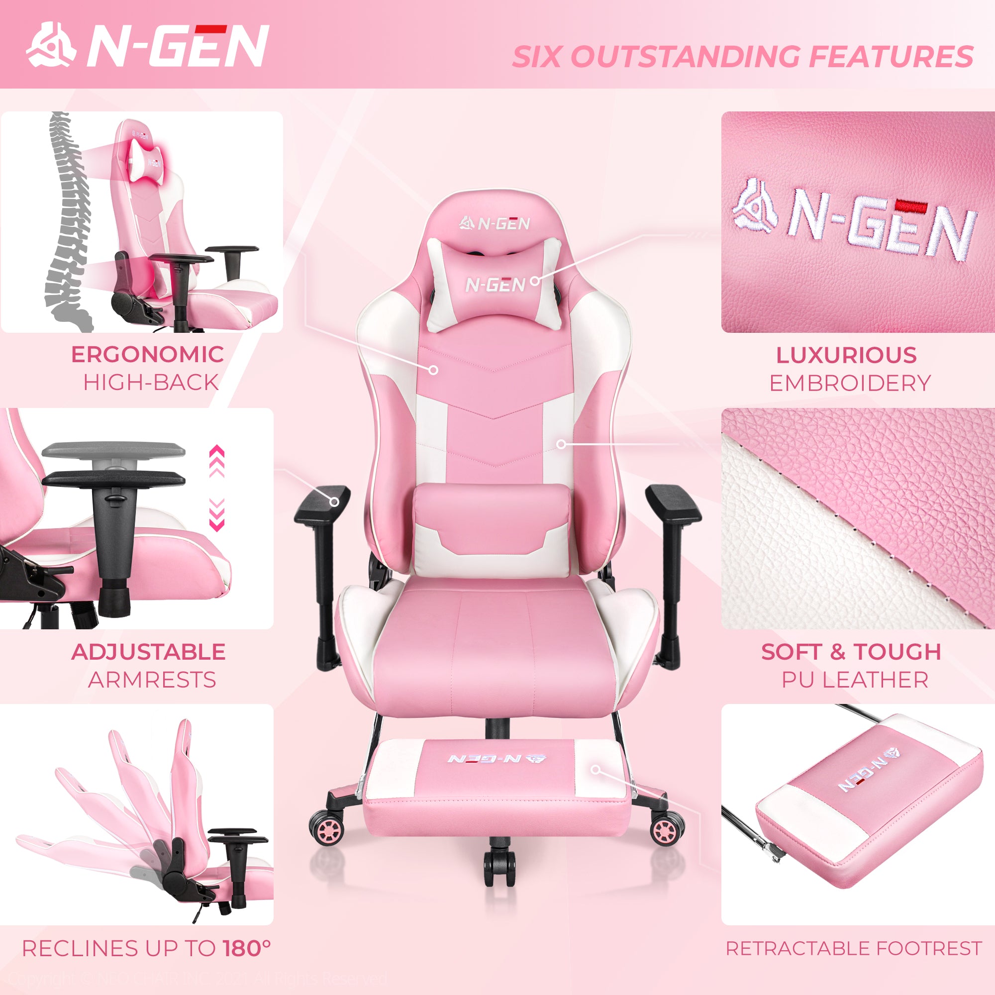 N-GEN Velox Pink [Footrest Ver.] (N1-VLX-PK-R) Neo Chair Gaming Chair 169.98 Neo Chair