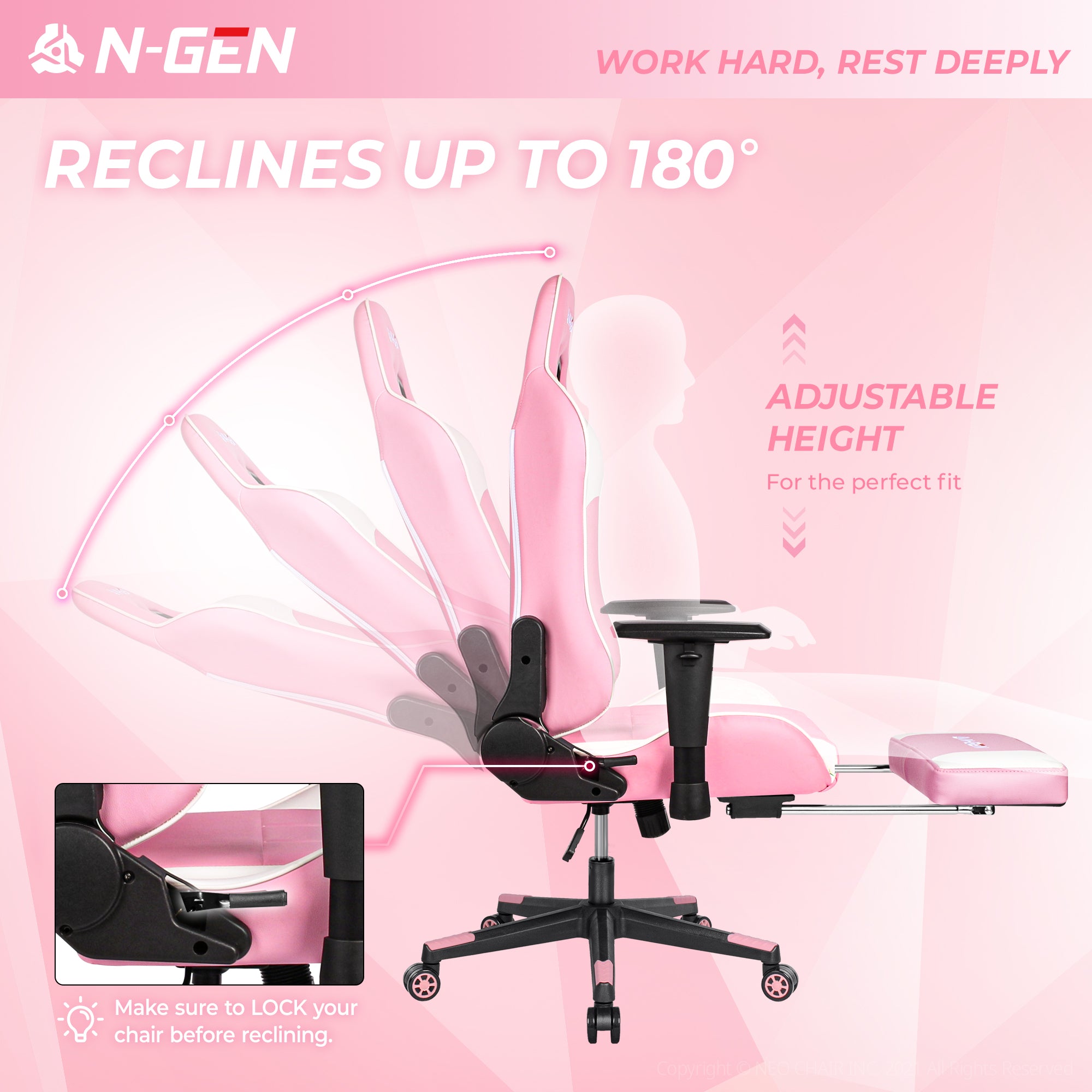 N-GEN Velox Pink [Footrest Ver.] (N1-VLX-PK-R) Neo Chair Gaming Chair 169.98 Neo Chair
