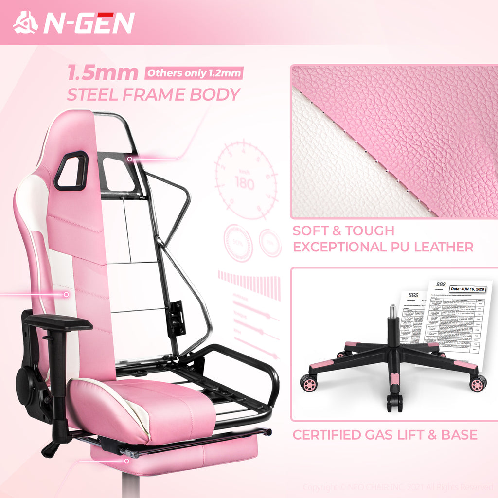N-GEN Velox Pink [Footrest Ver.] (N1-VLX-PK-R) Neo Chair Gaming Chair 169.98 Neo Chair