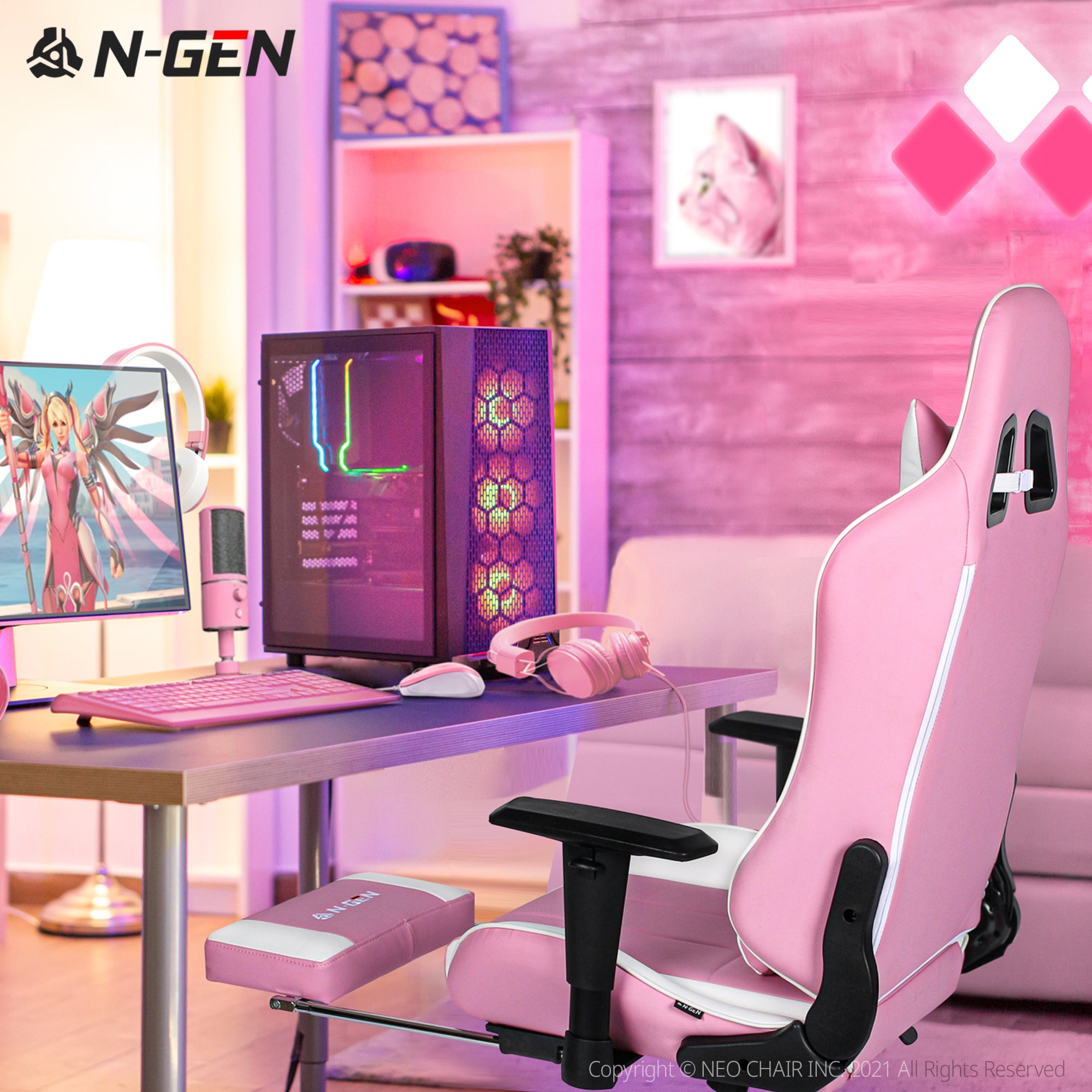 N-GEN Velox Pink [Footrest Ver.] (N1-VLX-PK-R) Neo Chair Gaming Chair 169.98 Neo Chair