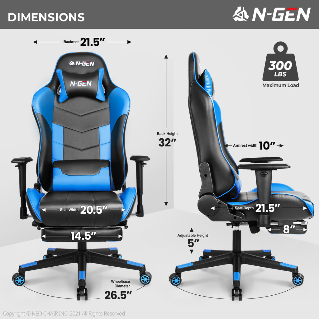 N-GEN Velox Blue[Footrest Ver.] (N1-VLX-BL-R) Neo Chair Gaming Chair 169.98 Neo Chair