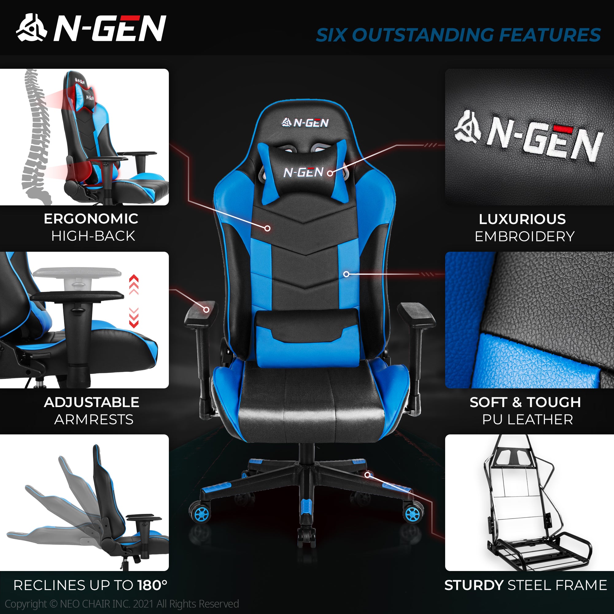 N-GEN Velox Blue (N1-VLX-BL) Neo Chair Gaming Chair 149.98 Neo Chair