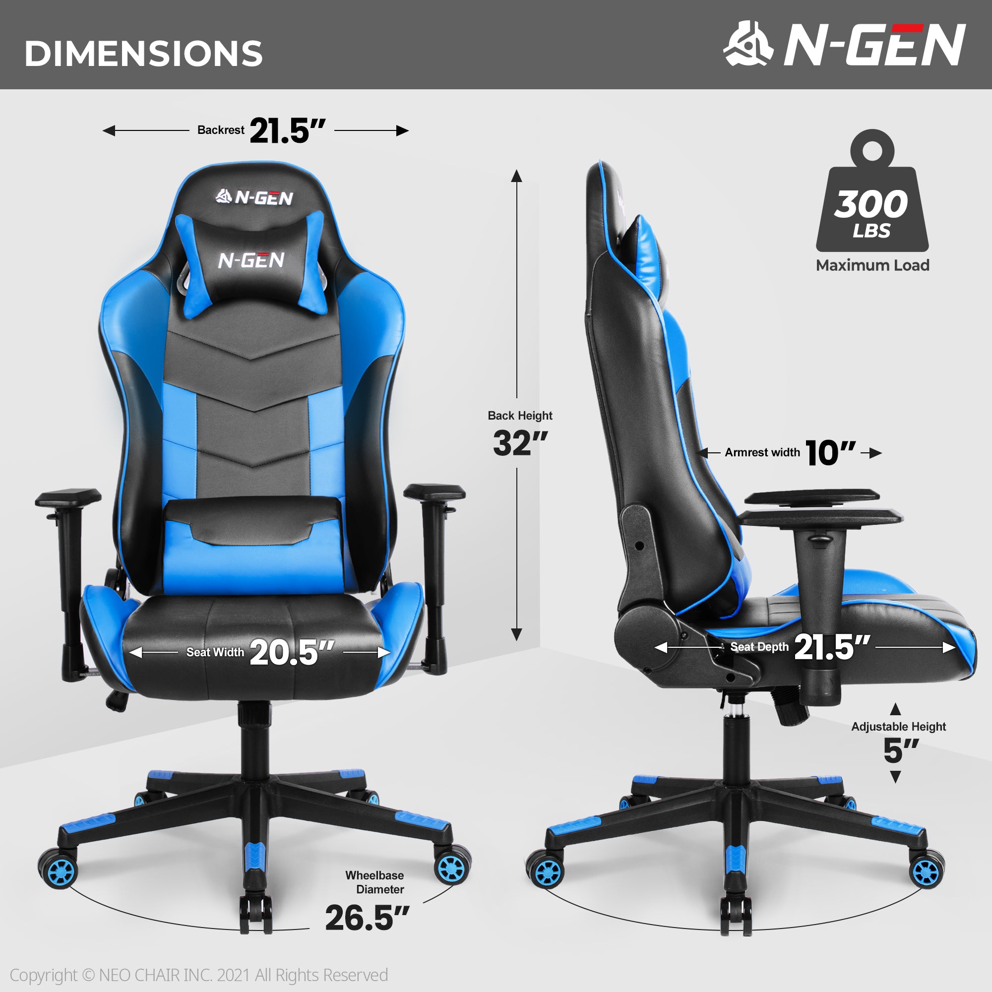 N-GEN Velox Blue (N1-VLX-BL) Neo Chair Gaming Chair 149.98 Neo Chair