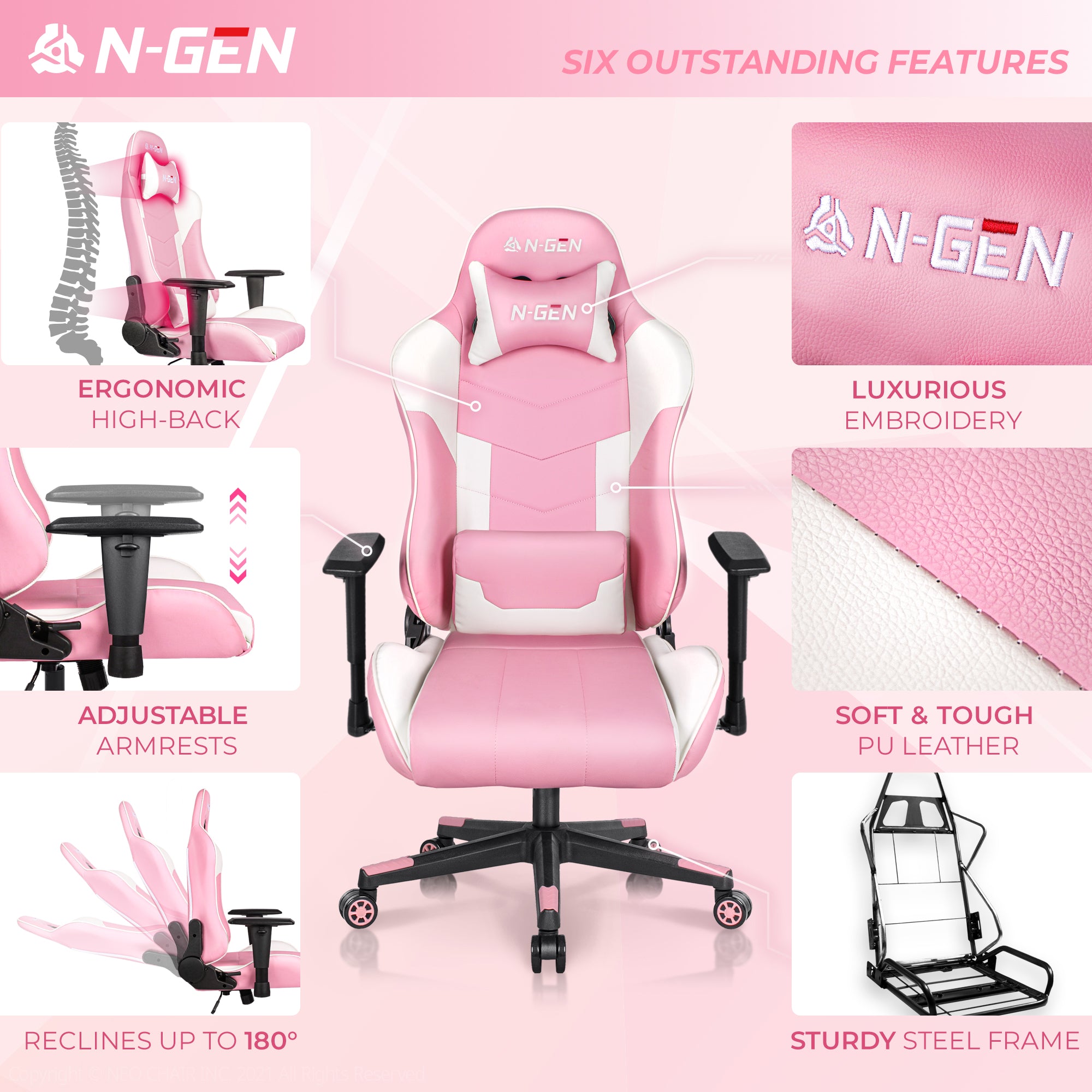 N-GEN Velox Pink (N1-VLX-PK) Neo Chair Gaming Chair 149.98 Neo Chair