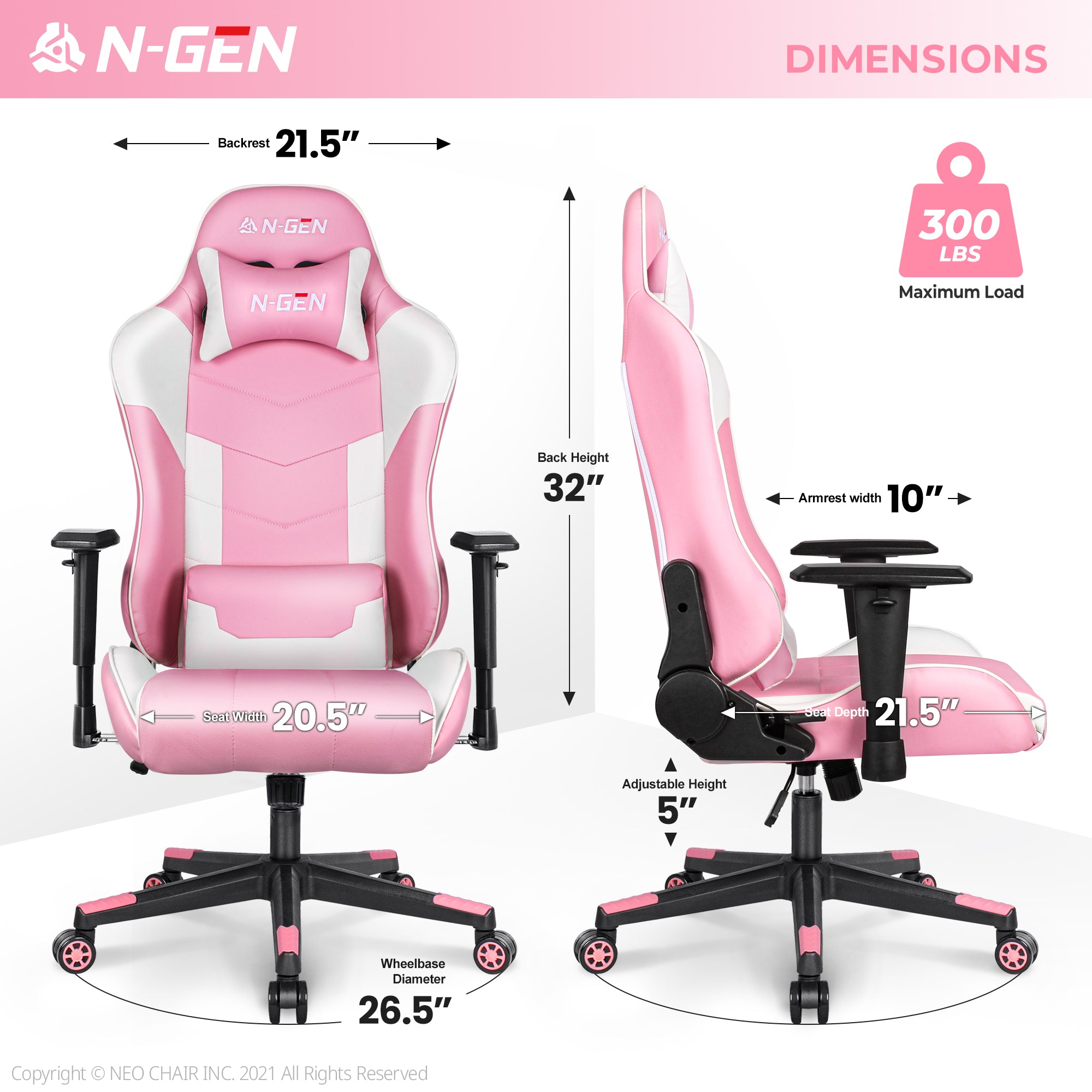 N-GEN Velox Pink (N1-VLX-PK) Neo Chair Gaming Chair 149.98 Neo Chair