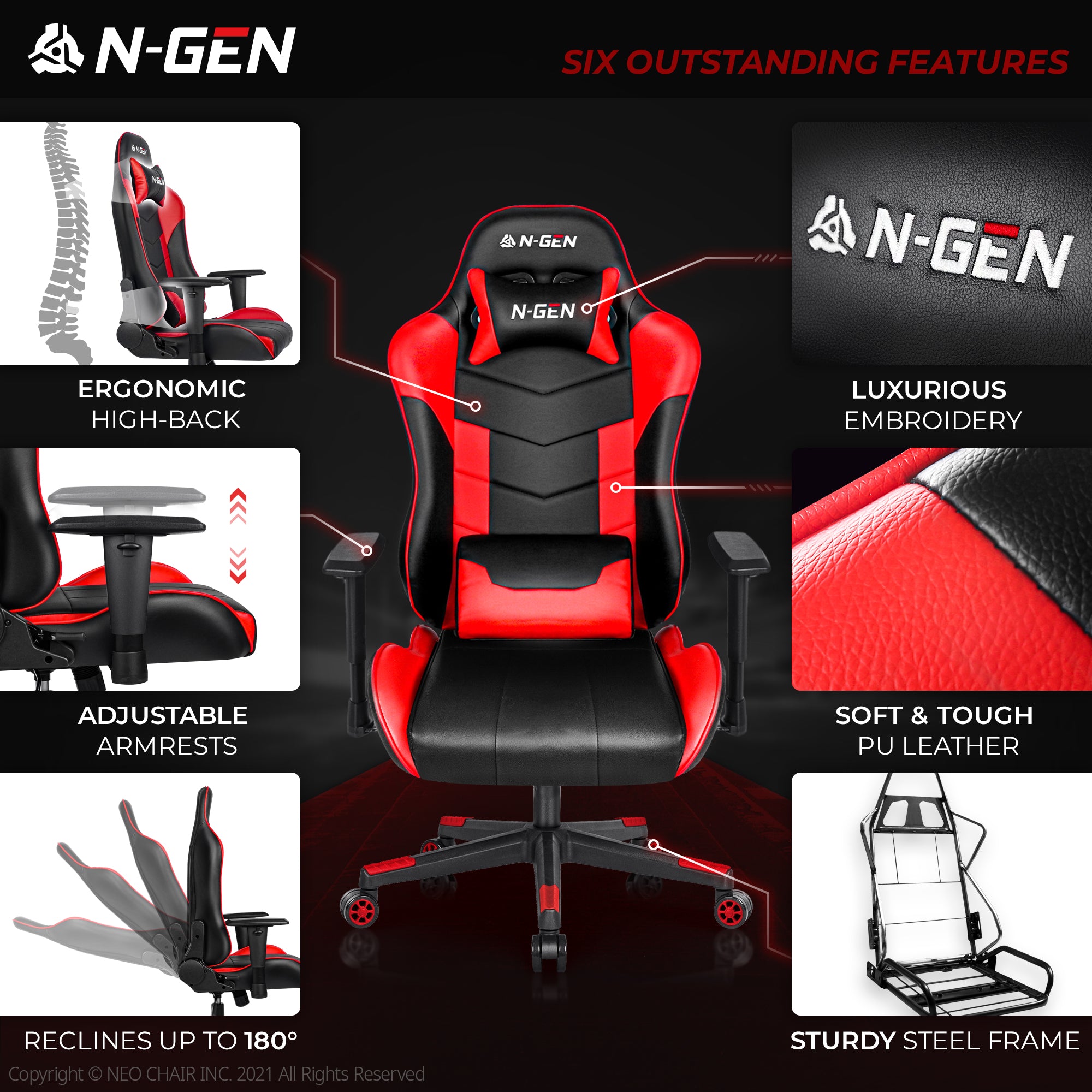 N-GEN Velox Red (N1-VLX-RD) Neo Chair Gaming Chair 149.98 Neo Chair