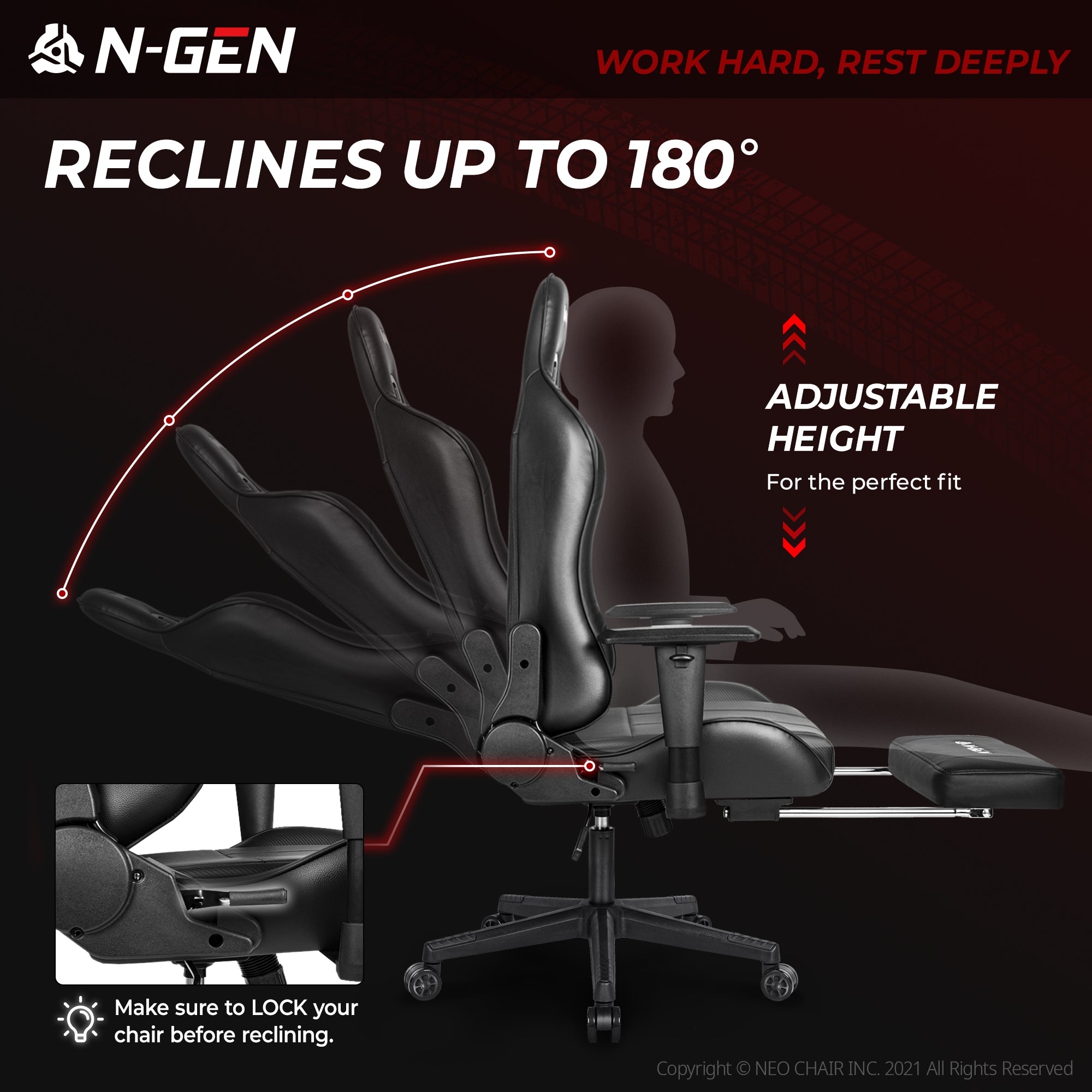 N-GEN Velox Black [Footrest Ver.] (N1-VLX-BK-R) Neo Chair Gaming Chair 159.98 Neo Chair