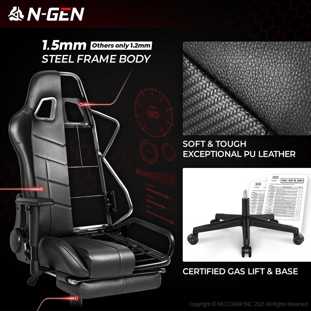 N-GEN Velox Black [Footrest Ver.] (N1-VLX-BK-R) Neo Chair Gaming Chair 159.98 Neo Chair