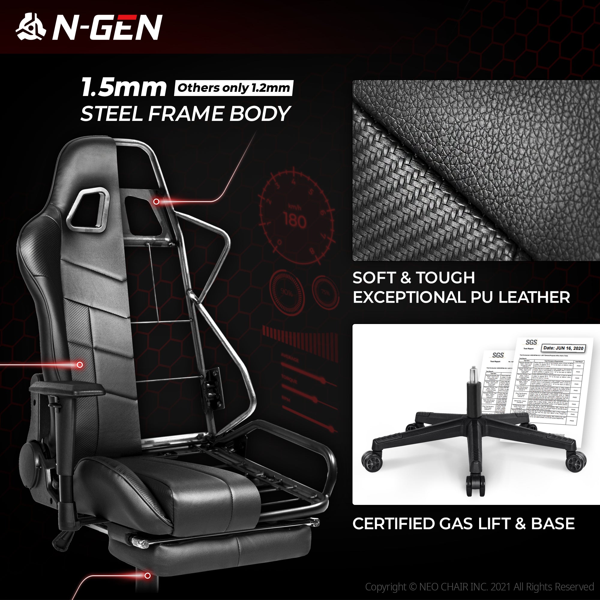 N-GEN Velox Black [Footrest Ver.] (N1-VLX-BK-R) Neo Chair Gaming Chair 159.98 Neo Chair