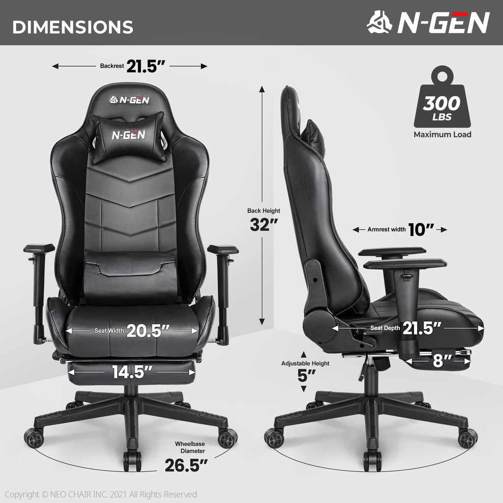 N-GEN Velox Black [Footrest Ver.] (N1-VLX-BK-R) Neo Chair Gaming Chair 159.98 Neo Chair