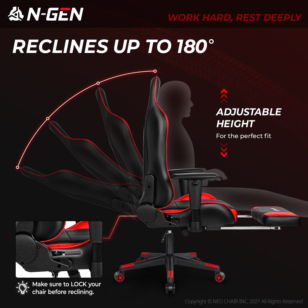 N-GEN Velox Red [Footrest Ver.] (N1-VLX-RD-R) Neo Chair Gaming Chair 169.98 Neo Chair