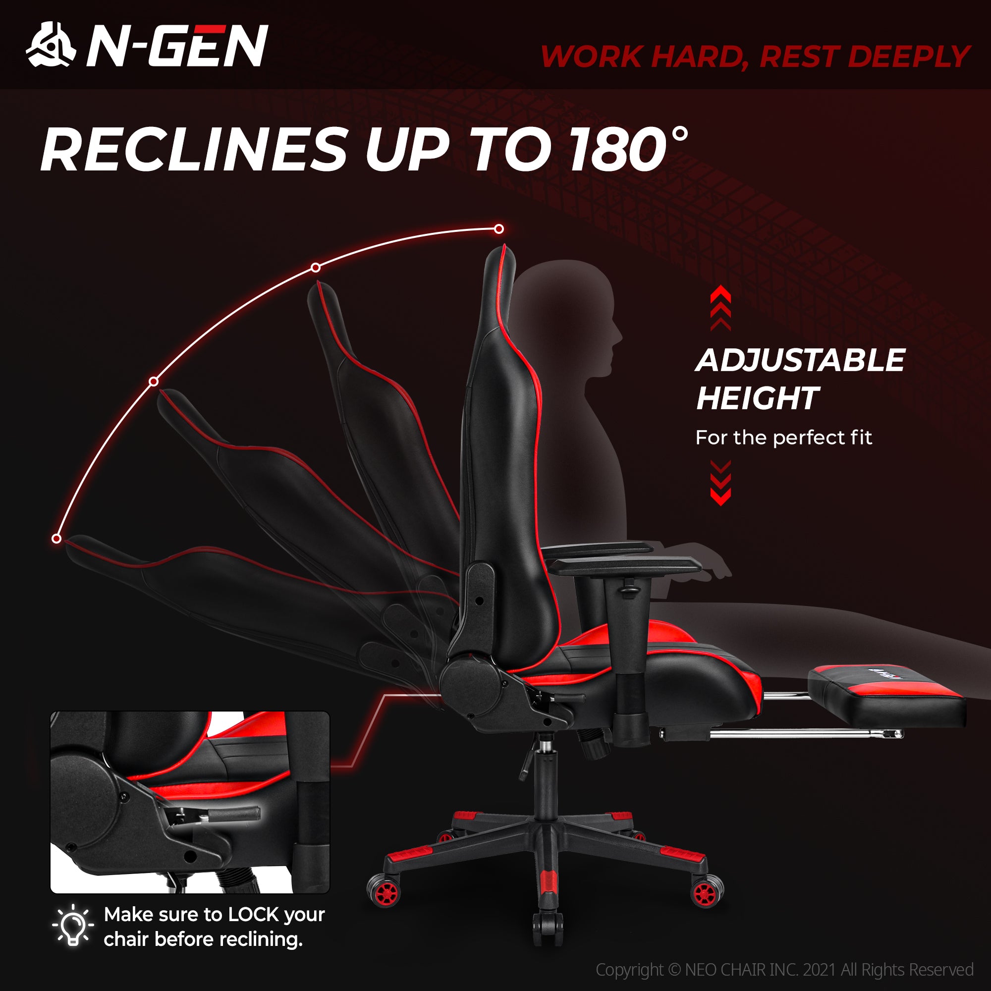 N-GEN Velox Red [Footrest Ver.] (N1-VLX-RD-R) Neo Chair Gaming Chair 169.98 Neo Chair