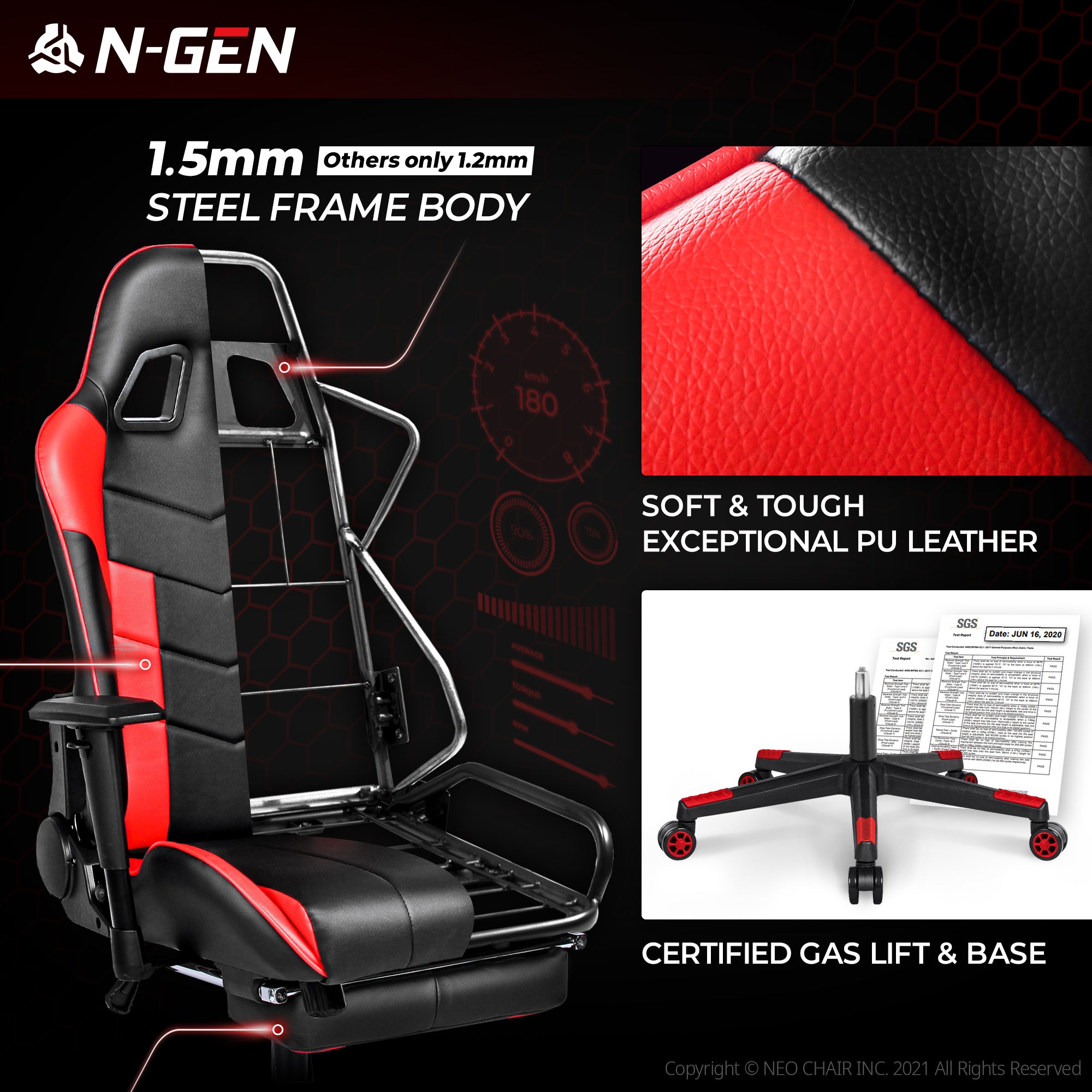 N-GEN Velox Red [Footrest Ver.] (N1-VLX-RD-R) Neo Chair Gaming Chair 169.98 Neo Chair