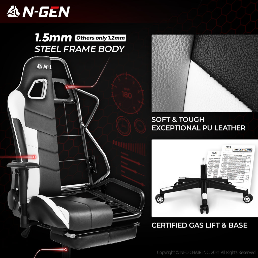 N-GEN Velox White [Footrest Ver.] (N1-VLX-WH-R) Neo Chair Gaming Chair 169.98 Neo Chair