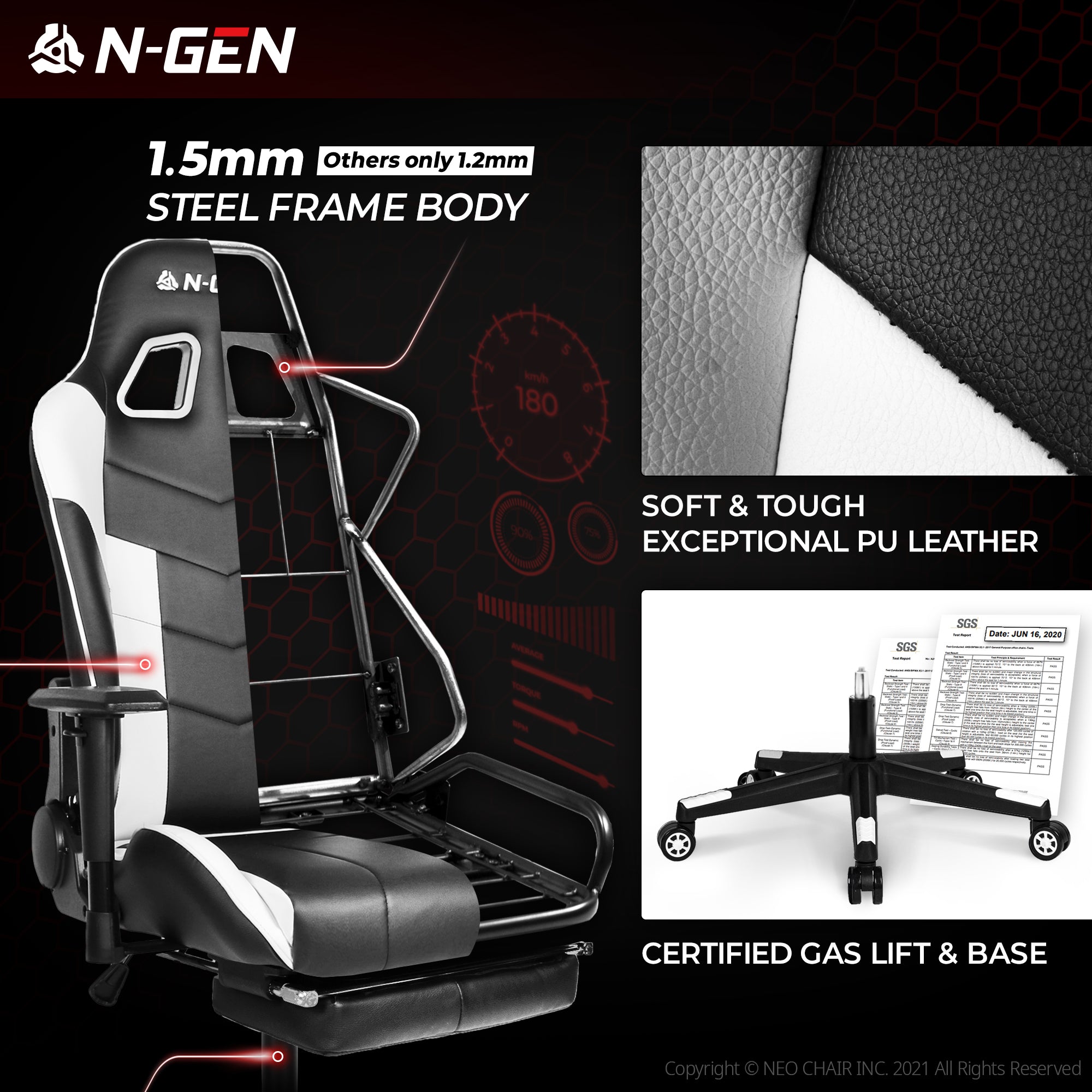 N-GEN Velox White [Footrest Ver.] (N1-VLX-WH-R) Neo Chair Gaming Chair 169.98 Neo Chair